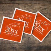 Serviette En Papier Orange Graduation Cap Class of 20XX Name Party
