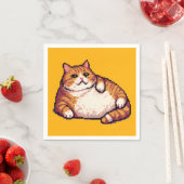 Serviette En Papier Orange gros chat mème pixel art (En situation)