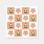 Serviette En Papier Orange Halloween Citrouille et Daisy Checkerboard (Devant)