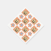 Serviette En Papier Orange Halloween Citrouille et Daisy Checkerboard (Coin)
