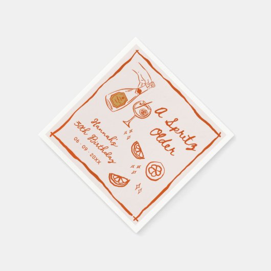 Serviette En Papier Orange Hand Drawn A Spritz Older Birthday Party (Coin)