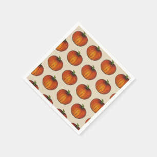 Serviette En Papier Orange Harvest Citrouille Halloween Thanksgiving F