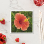 Serviette En Papier Orange Hibiscus Fleur Tropical Floral (En situation)