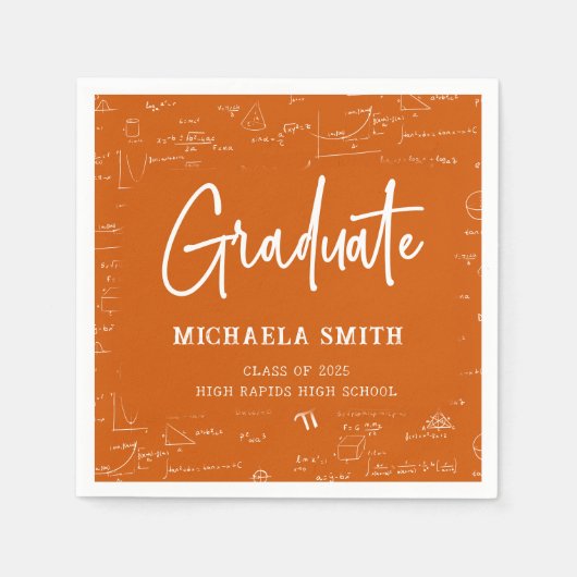 Serviette En Papier Orange High School Math Graduate Party (Devant)