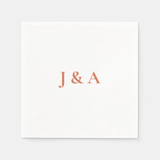 Serviette En Papier Orange Initiale Mariage Napkin (Devant)