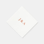 Serviette En Papier Orange Initiale Mariage Napkin (Coin)