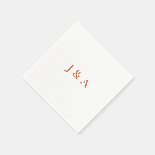 Serviette En Papier Orange Initiale Mariage Napkin (Coin)