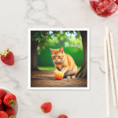 Serviette En Papier Orange Kitty (En situation)