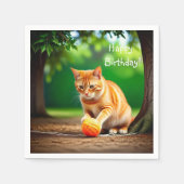 Serviette En Papier Orange Kitty (Devant)