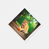 Serviette En Papier Orange Kitty (Coin)