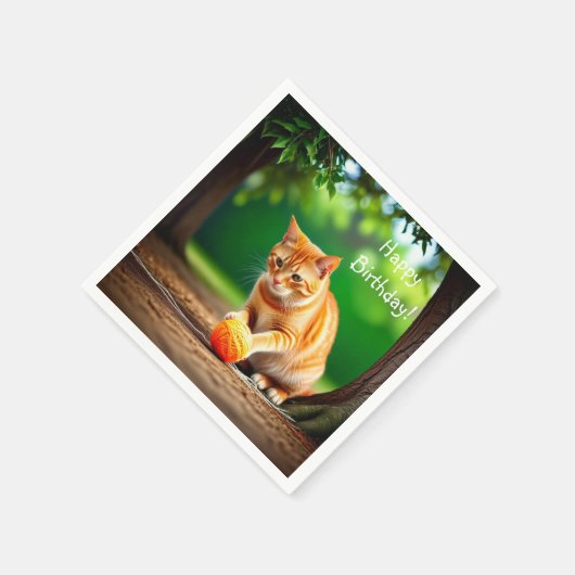 Serviette En Papier Orange Kitty (Coin)