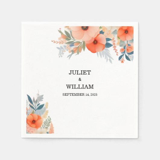 Serviette En Papier Orange les années 70 80s 90s Rose Peach Mariage co (Devant)