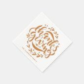 Serviette En Papier Orange Lettré Main Thanksgiving Wreath (Coin)