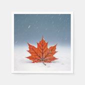 Serviette En Papier Orange Maple Leaf On Fresh Snow (Devant)