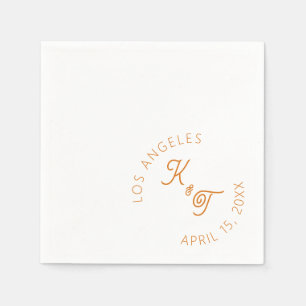 Serviette En Papier orange Mariage Cocktail Napkin