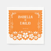 Serviette En Papier Orange | Mariage mexicain Papel Picado (Devant)
