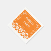 Serviette En Papier Orange | Mariage mexicain Papel Picado (Coin)