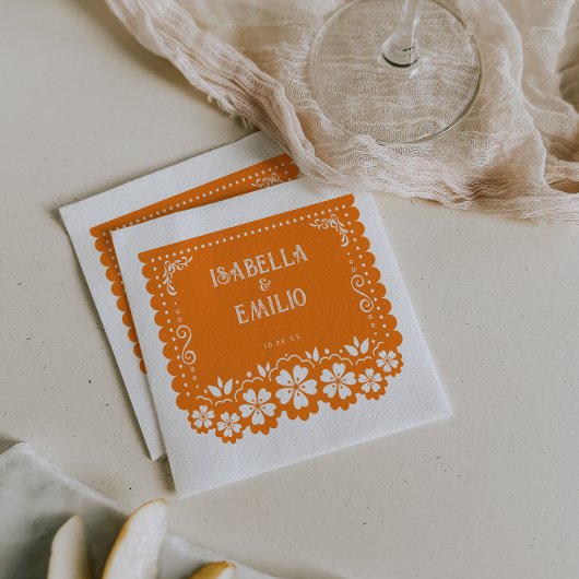 Serviette En Papier Orange | Mariage mexicain Papel Picado