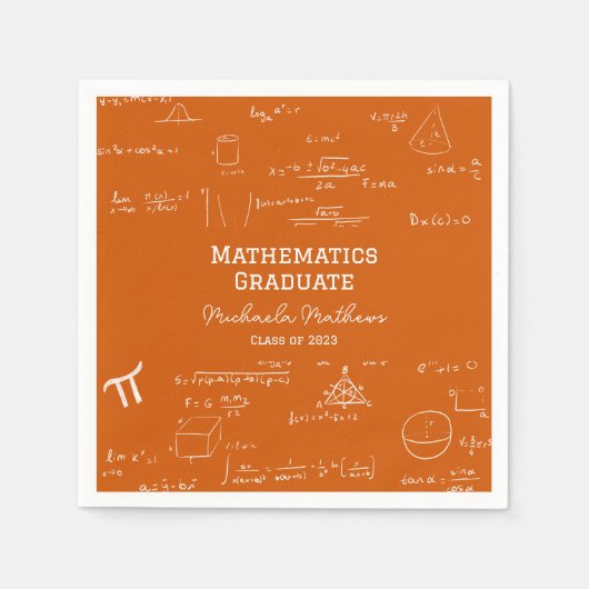 Serviette En Papier Orange Mathematics Graduate Class of Graduation (Devant)