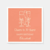 Serviette En Papier Orange moderne Cheers à 30 ans Anniversaire servie (Devant)