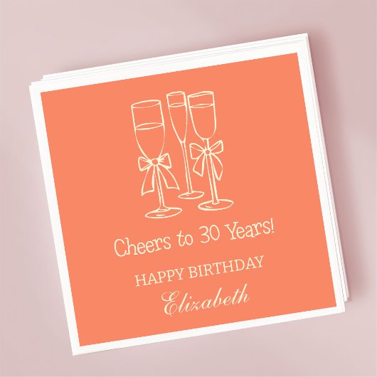 Serviette En Papier Orange moderne Cheers à 30 ans Anniversaire servie