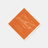 Serviette En Papier Orange Moderne Élégant Script Graduation Party (Coin)
