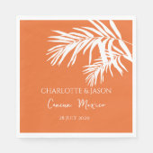 Serviette En Papier Orange Moderne Feuilles Tropicaux Mariage Personna (Devant)