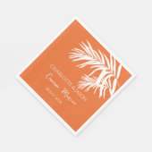 Serviette En Papier Orange Moderne Feuilles Tropicaux Mariage Personna (Coin)