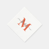Serviette En Papier Orange Monogram Swash Script Cocktail blanc (Coin)