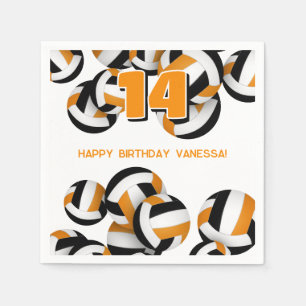 Serviette En Papier orange noir équipe couleurs volley-ball enfants sp