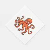 Serviette En Papier Orange Octopus Cartoon Ocean Sea Creature (Coin)