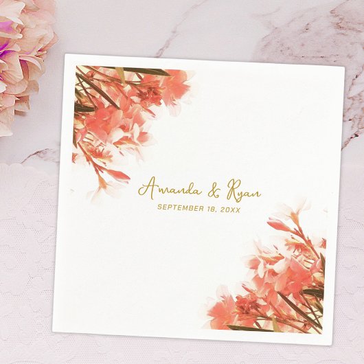 Serviette En Papier Orange Oleander Fleurs Floral Plage Mariage