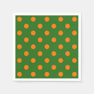 Serviette En Papier Orange On Green Pois Design Motif