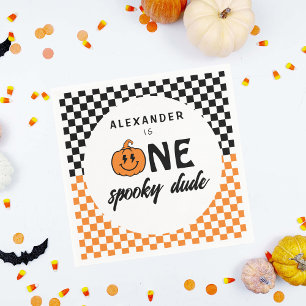 Serviette En Papier Orange One Éffrayant Dude Halloween 1er anniversai