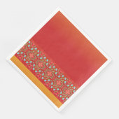 Serviette En Papier Orange Or Et Rouge (Coin)