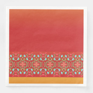 Serviette En Papier Orange Or Et Rouge