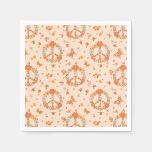 Serviette En Papier Orange Peace Floral (Devant)