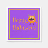 Serviette En Papier Orange Petit Monstre Halloween Enfants Amusants (Devant)