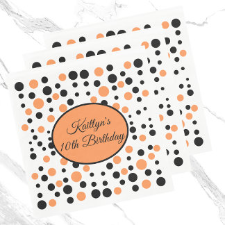Serviette En Papier Orange Polka Dot Anniversaire