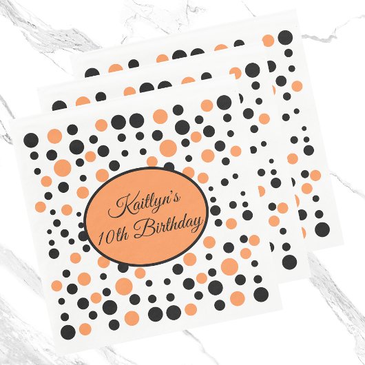 Serviette En Papier Orange Polka Dot Anniversaire