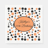 Serviette En Papier Orange Polka Dot Anniversaire (Devant)