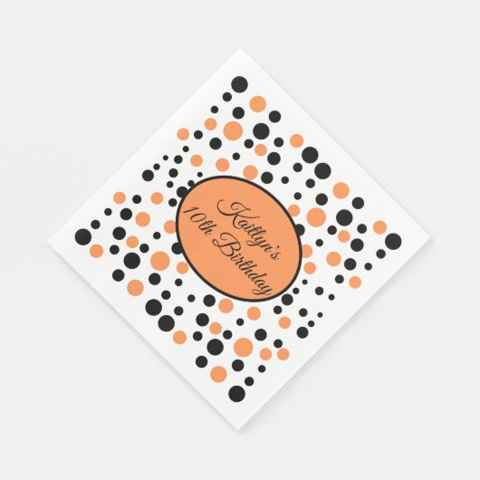 Serviette En Papier Orange Polka Dot Anniversaire (Coin)