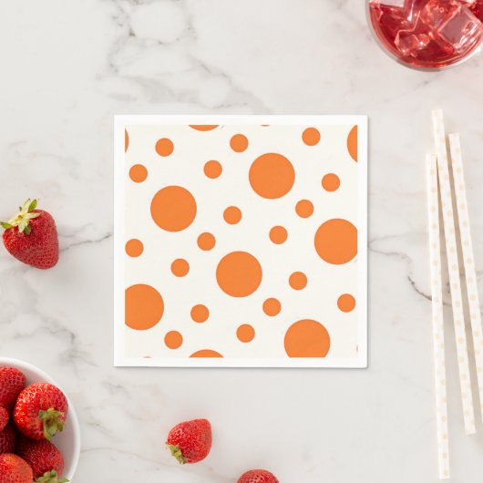 Serviette En Papier Orange Polka Dot Retro Design Papier Nakin (En situation)