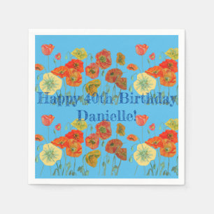 Serviette En Papier Orange Poppy Joyeux Anniversaire Serviette Serviet