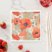 Serviette En Papier Orange Poppy Meadow (En situation)
