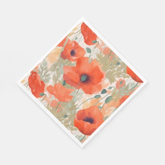 Serviette En Papier Orange Poppy Meadow (Coin)