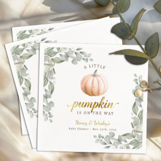 Serviette En Papier Orange Pumpkin Fall Baby Shower Paper Napkins