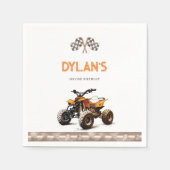 Serviette En Papier Orange Quad Bike Invitation Anniversaire (Devant)