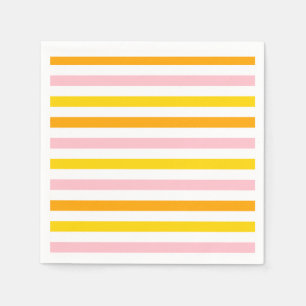 Serviette En Papier Orange, rose et jaune rayé