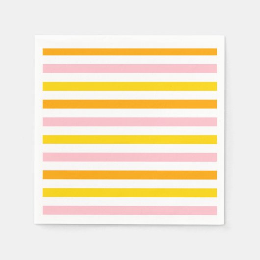 Serviette En Papier Orange, rose et jaune rayé (Devant)